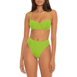 Becca french cut high leg swim bottom Green Size L NWOT